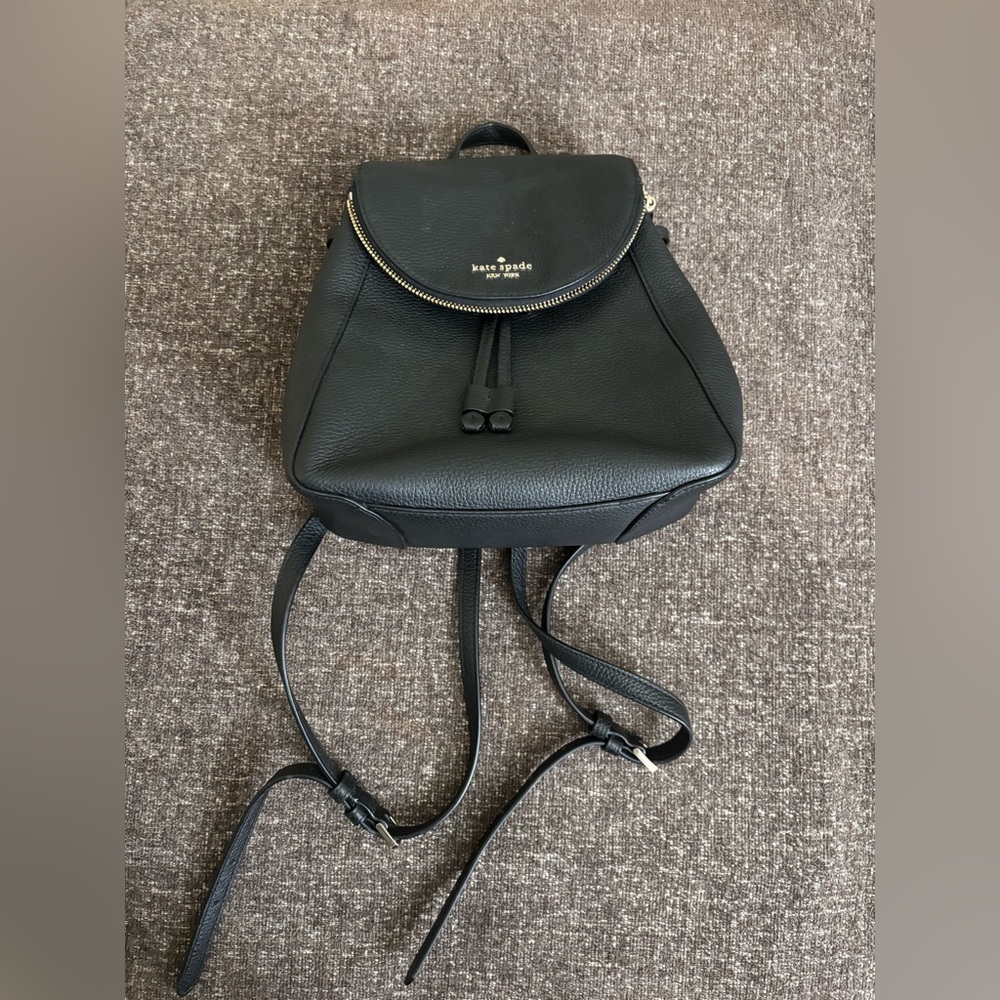 Kate Spade Black Leather Backpack